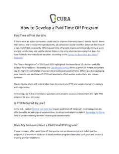 How to Develop a Paid Time Off Program