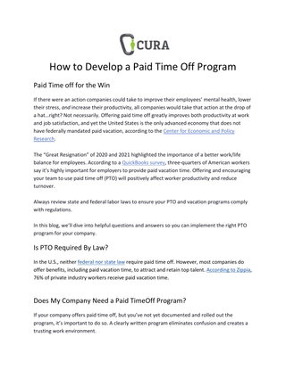 How to Develop a Paid Time Off Program