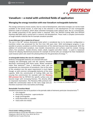 Vanadium – a metal with unlimited fields of application