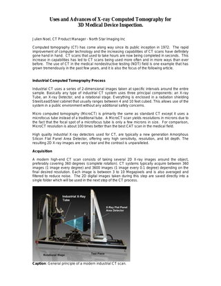 Uses and Advances of Industrial X-ray Computed Tomography