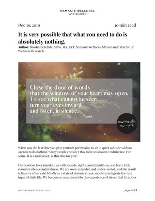 It is very possible that what you need to do is absolutely nothing.
