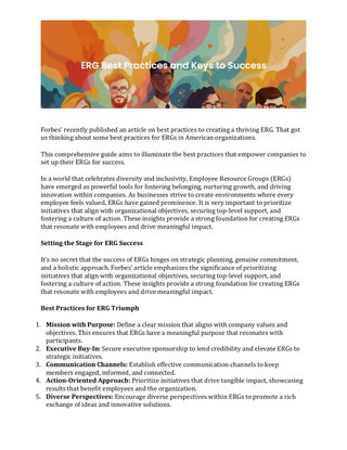 ERG Best Practices and Keys to Success
