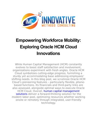 Empowering Workforce Mobility: Exploring Oracle HCM Cloud Innovations
