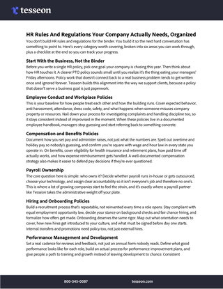 HR Rules And Regulations Your Company Actually Needs, Organized