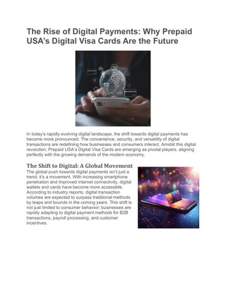 The Rise of Digital Payments: Why Prepaid USA’s Digital Visa Cards Are the Future