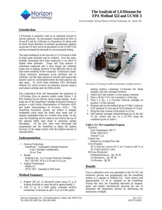 The Analysis of 1,4-Dioxane for EPA Method 522 and UCMR 3