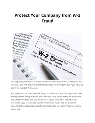 Protect Your Company from W-2 Fraud   