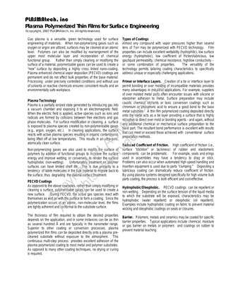 PECVD Plasma Polymerized Thin Films for Surface Engineering