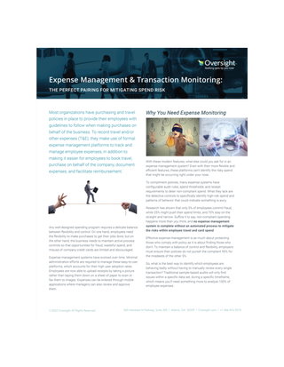 Expense Management & Transaction Monitoring: The Perfect Pairing for Mitigating Spend Risk 