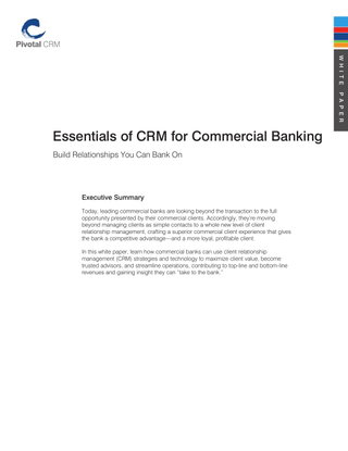 Essentials of CRM for Commercial Banking
