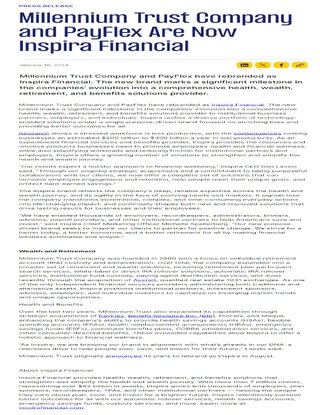Millennium Trust and PayFlex are now Inspira Financial