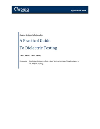 A Practical Guide to Dielectric Testing