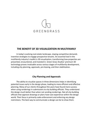 The Benefit of 3D Visualization in Multifamily