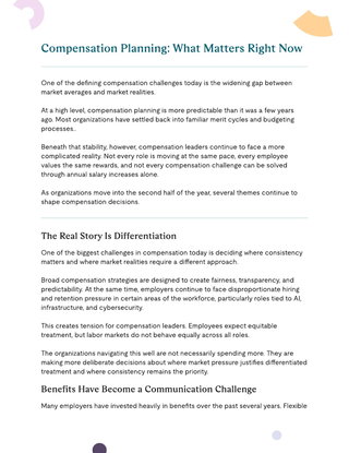 Compensation Planning: What Matters Right Now