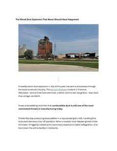 Preventing Wood Dust Explosions: Critical Lessons from the Horizon Biofuels Tragedy
