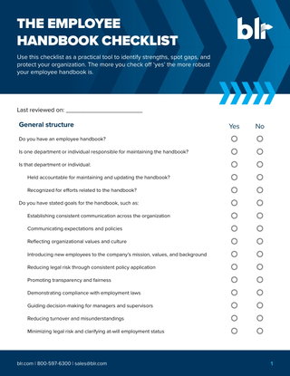Employee handbook checklist