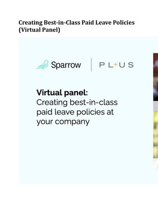 Creating Best-in-Class Paid Leave Policies (Virtual Panel)