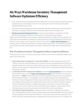 Six Ways Warehouse Inventory Management Software Optimizes Efficiency