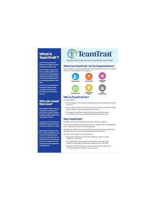 TeamTrait™ Fact Sheet - Better Assessment and Better Value than any other hiring/retention tool 