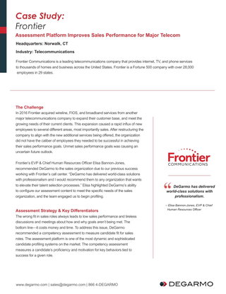 DeGarmo's Assessment Platform Improves Sales Performance for Major Telecom
