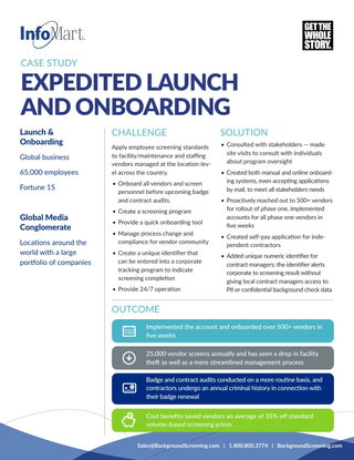 Expedited Launch of a Vendor Screening Program