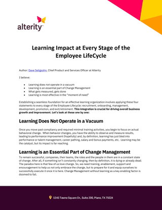 Learning Impact at Every Stage of the Employee LifeCycle