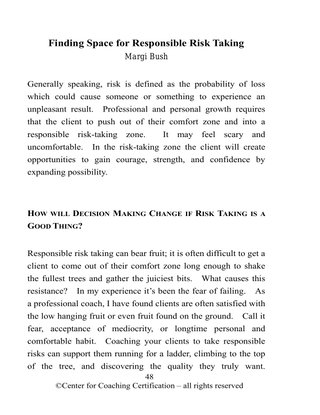 Finding Space for Responsible Risk Taking by Margi Bush