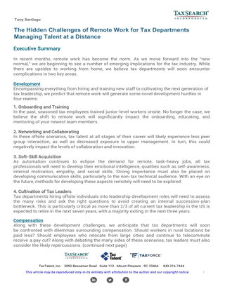 The Hidden Challenges of Remote Work for Tax Departments  Managing Talent at a Distance