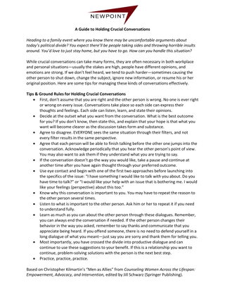 A Guide to Holding Crucial Conversations