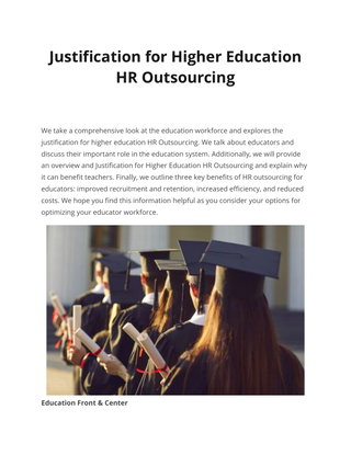 Justification for Higher Education  HR Outsourcing
