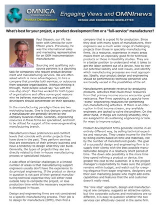 What's best for your project, a product development firm or a "full-service" manufacturer?
