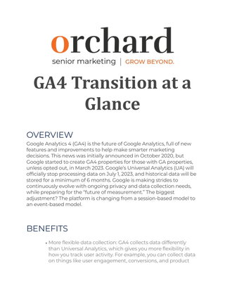 GA4 Transition at a Glance