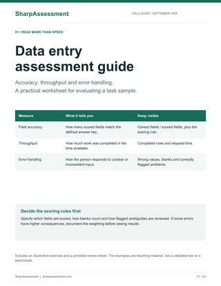Data Entry Assessment: Accuracy, Speed and a Review Worksheet