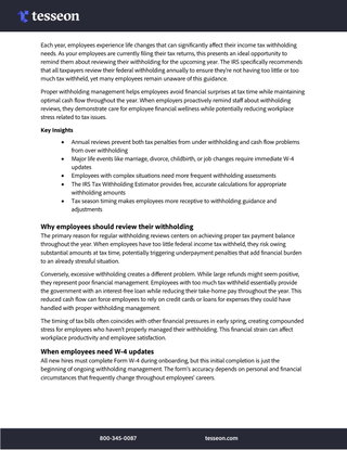 How and Why to Encourage Employees to Review their Withholding Elections