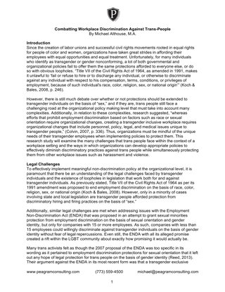 Combatting Workplace Discrimination Against Trans-People