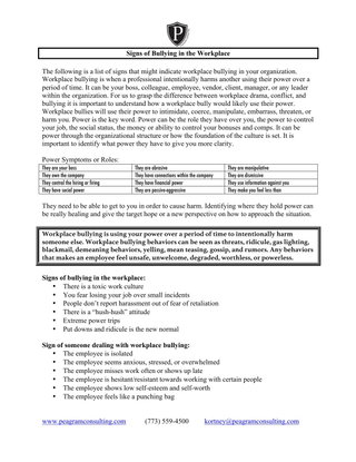 Signs of Bullying in the Workplace