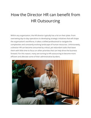 How the Director HR can benefit from  HR Outsourcing