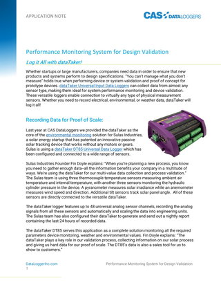 Performance Monitoring System for Design Validation