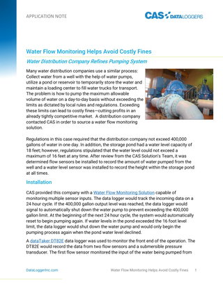Water Flow Monitoring Helps Avoid Costly Fines