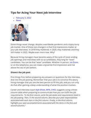 Tips for Acing Your Next Job Interview