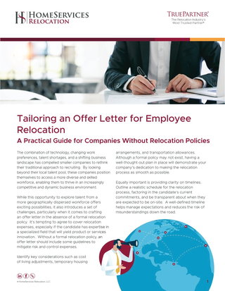 Tailoring an Offer Letter for Employee Relocation