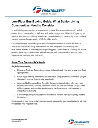 Guide to Choosing the Right Low-Floor Bus