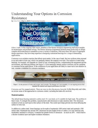 Ask an Engineer: Understanding Your Options in Corrosion Resistance