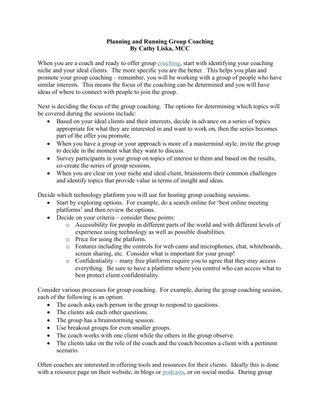 Planning and Running Group Coaching