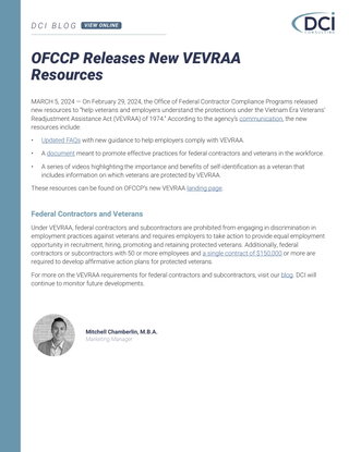 OFCCP Releases New VEVRAA Resources