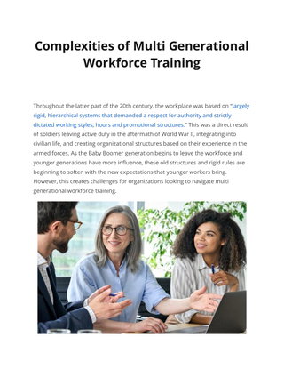 Navigating the Complexities of Multi Generational  Workforce Training