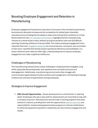 Boosting Employee Engagement and Retention in Manufacturing
