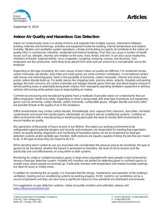 Indoor Air Quality and Hazardous Gas Detection 