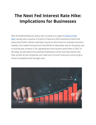 The Next Fed Interest Rate Hike:  Implications for Businesses