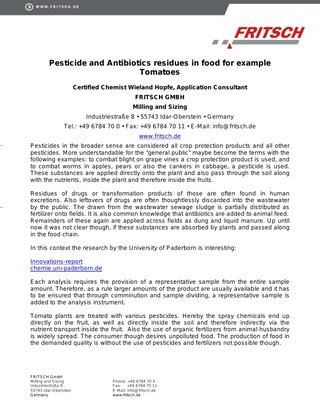 Pesticide and antibiotics residues in food - tomatoes used as an example